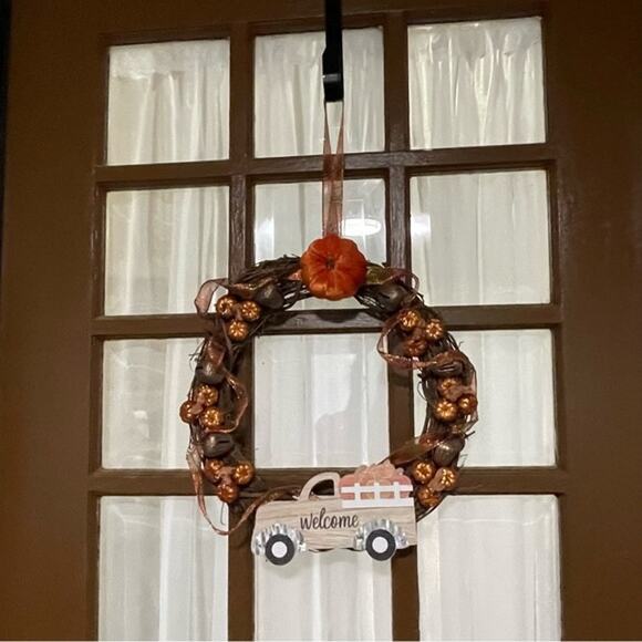 Handmade Wreath Pumpkin Harvest Welcome - Picture 13 of 14